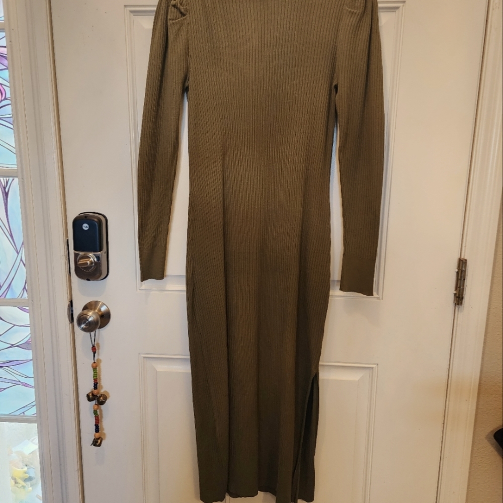 Olive knit dress